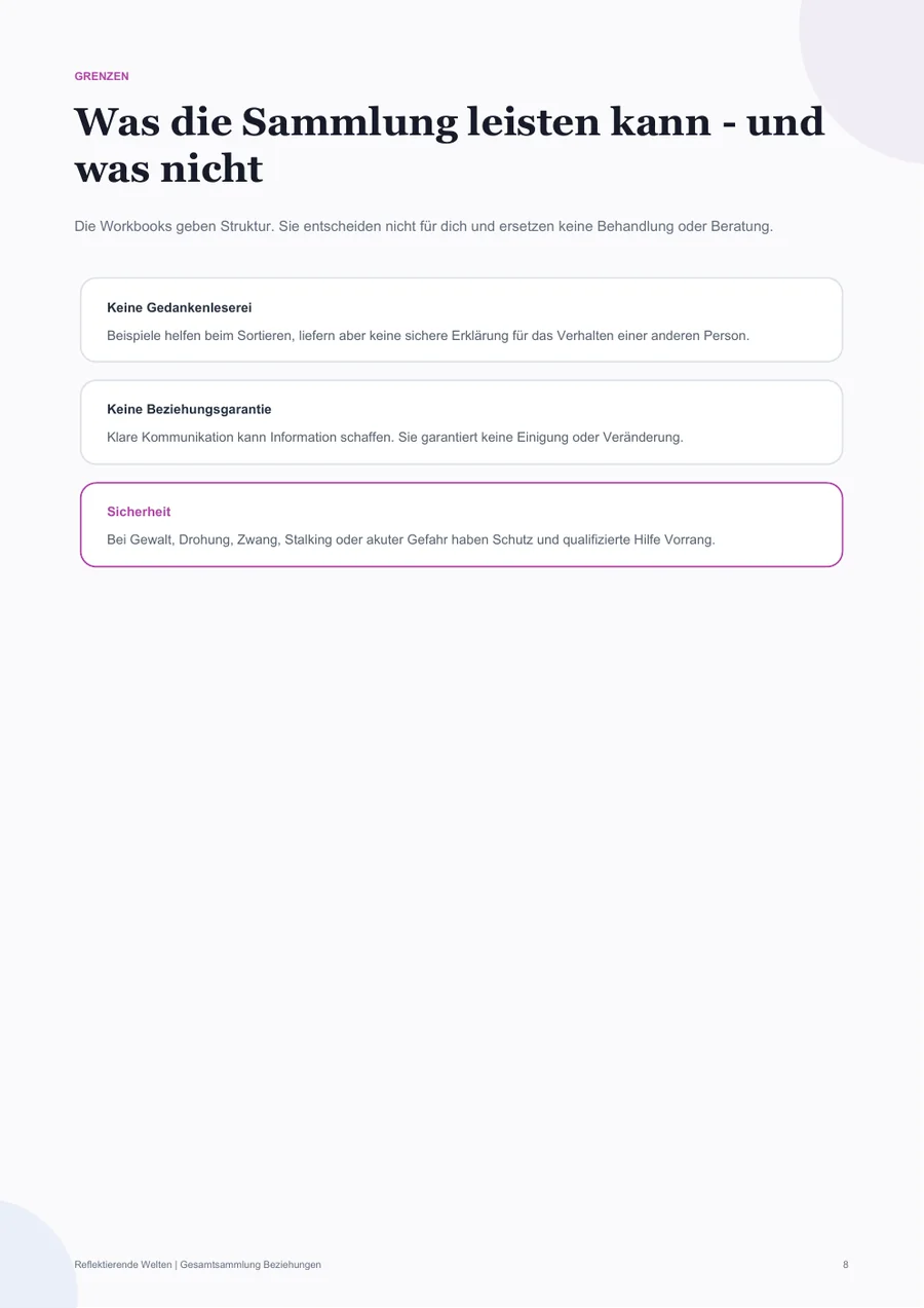 Beispiel für eine Übungsseite aus dem Workbook: Zwischen den Zeilen – die 5er-Gesamtsammlung Beziehungen