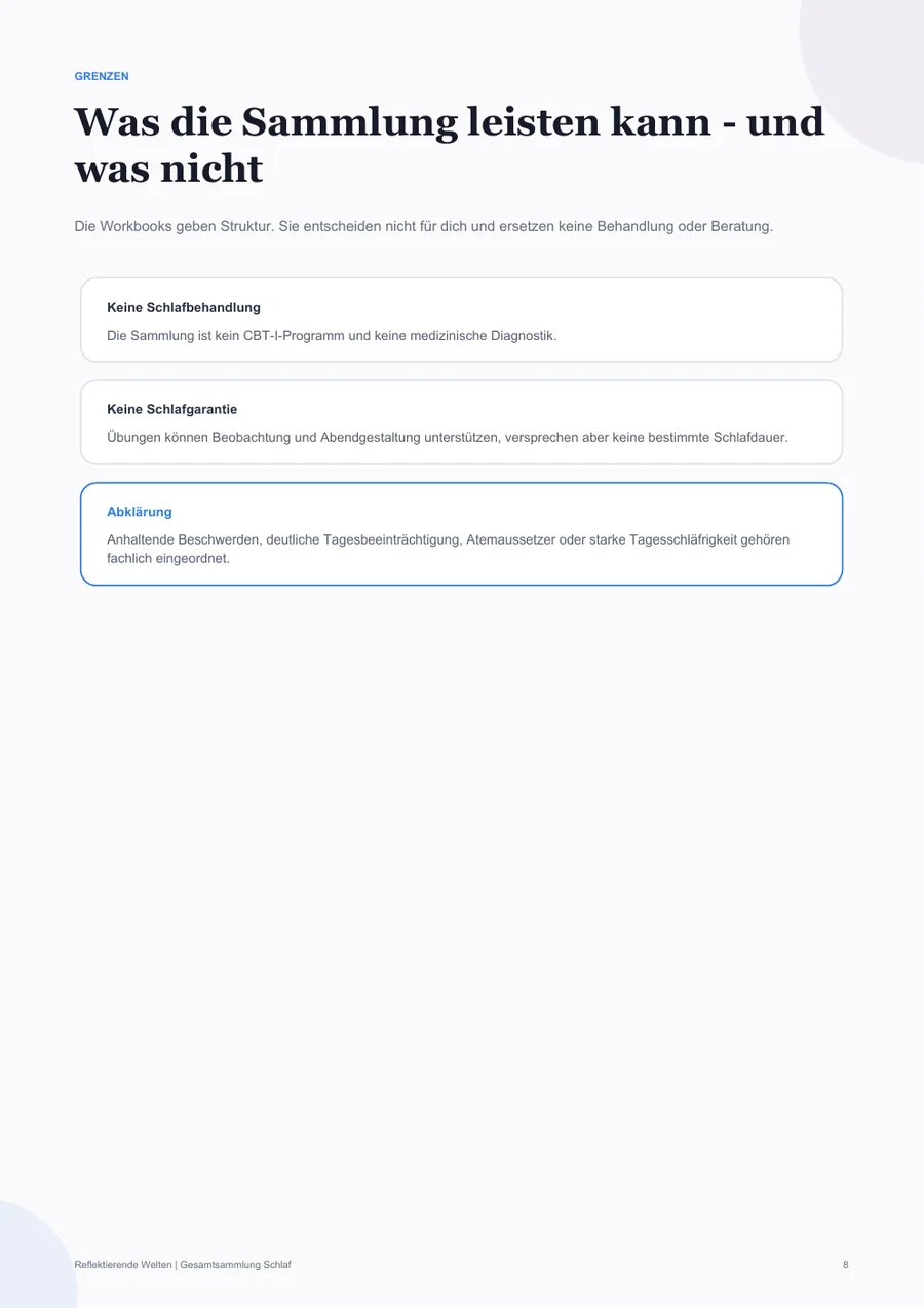 Beispiel für eine Übungsseite aus dem Workbook: Ruhige Nächte – die 5er-Gesamtsammlung